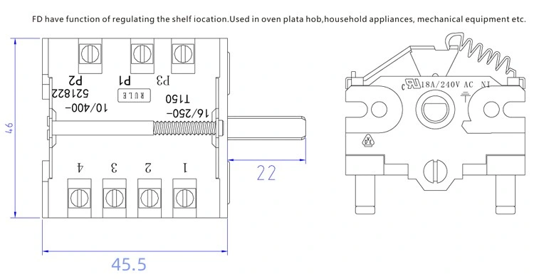 Ceramic Gear Switch Grill Oven Marine Gear Rotary Switch Temperature Control Band Switch Section Switch